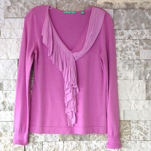 Meagan Mae Cotton Knit Sweater Sz S, Pastel Pink Ruffles Fairy Core Whimsical